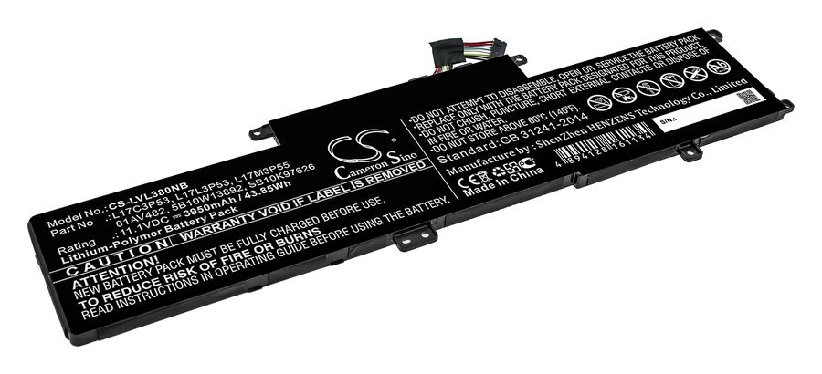 Аккумуляторная батарея CameronSino CS-LVL380NB для Lenovo, 11.1 В, 3960mAh, 43.9 Wh, черный