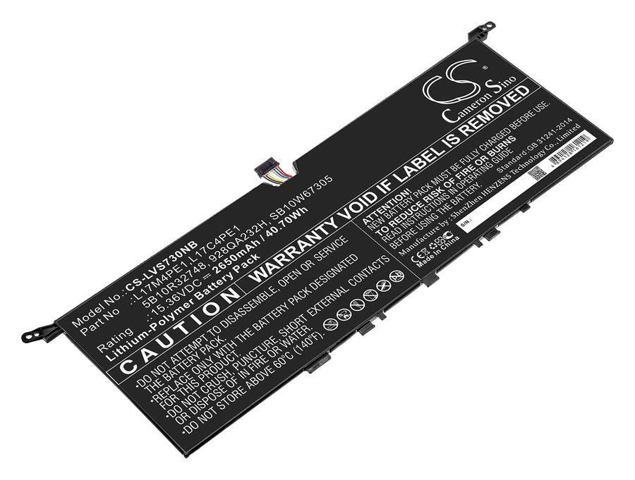 Аккумуляторная батарея CameronSino CS-LVS730NB для Lenovo, 15.4 В, 2650mAh, 40.7 Wh, черный