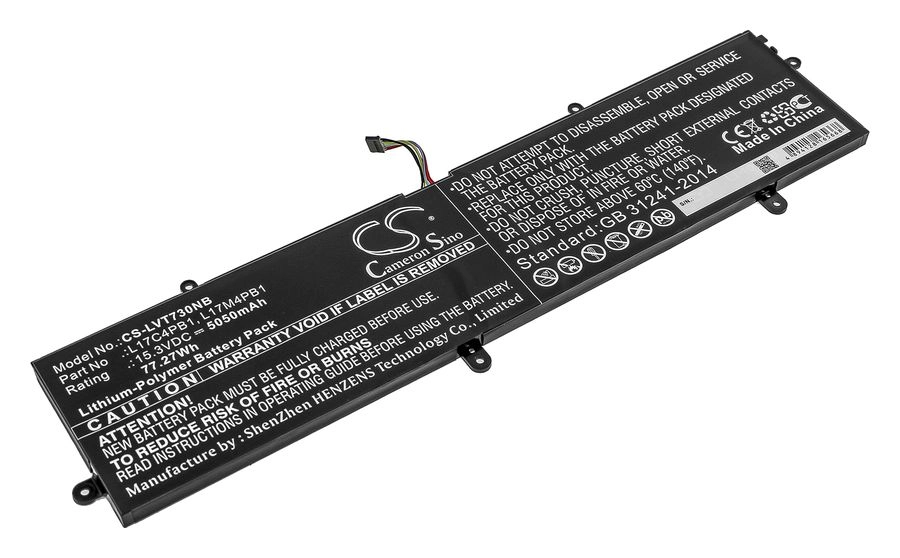 Аккумуляторная батарея CameronSino CS-LVT730NB для Lenovo, 15.3 В, 5050mAh, 77.3 Wh, черный