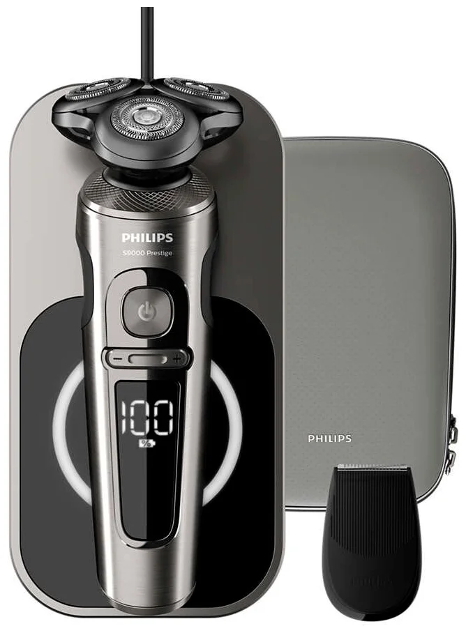 

Бритва Philips S9000 Prestige SP9860/13, беспроводная зарядка, серый/черный (SP9860/13), SP9860/13