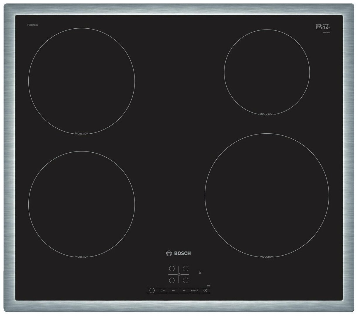 

Индукционная варочная панель Bosch Serie 4 PUE61KBB5E, 4 конфорки, черный (PUE61KBB5E), Черная, PUE61KBB5E