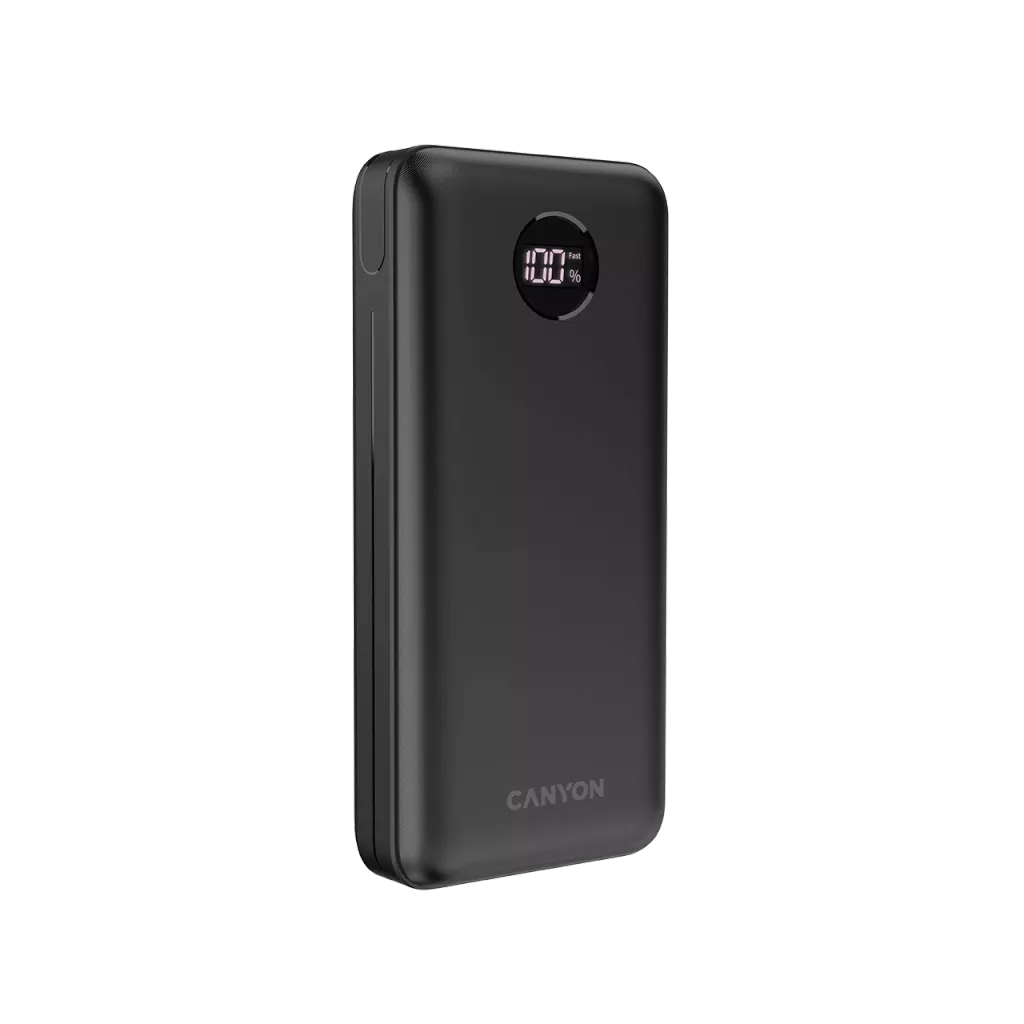 Портативный аккумулятор (Powerbank) Canyon 0, 20000mAh, 2xUSB, 3A, Type-C, QC, PD, черный (CNE-CPB2002B) - фото 1