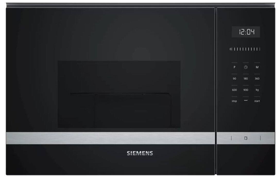 

Микроволновая печь встраиваемая Siemens iQ500 BE555LMS0 25 л, 900 Вт, гриль, черный/серебристый (BE555LMS0), BE555LMS0