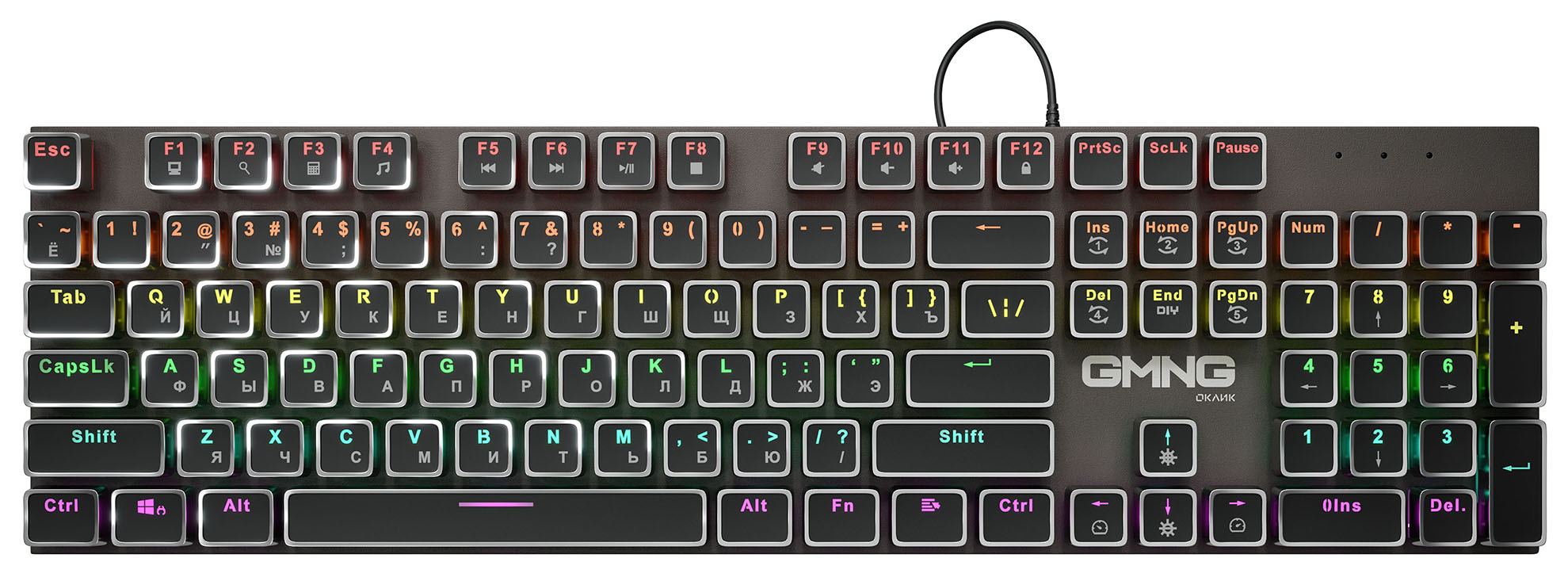 

Клавиатура проводная GMNG 905GK, механическая, подсветка, USB, черный (1680668), GMNG 905GK
