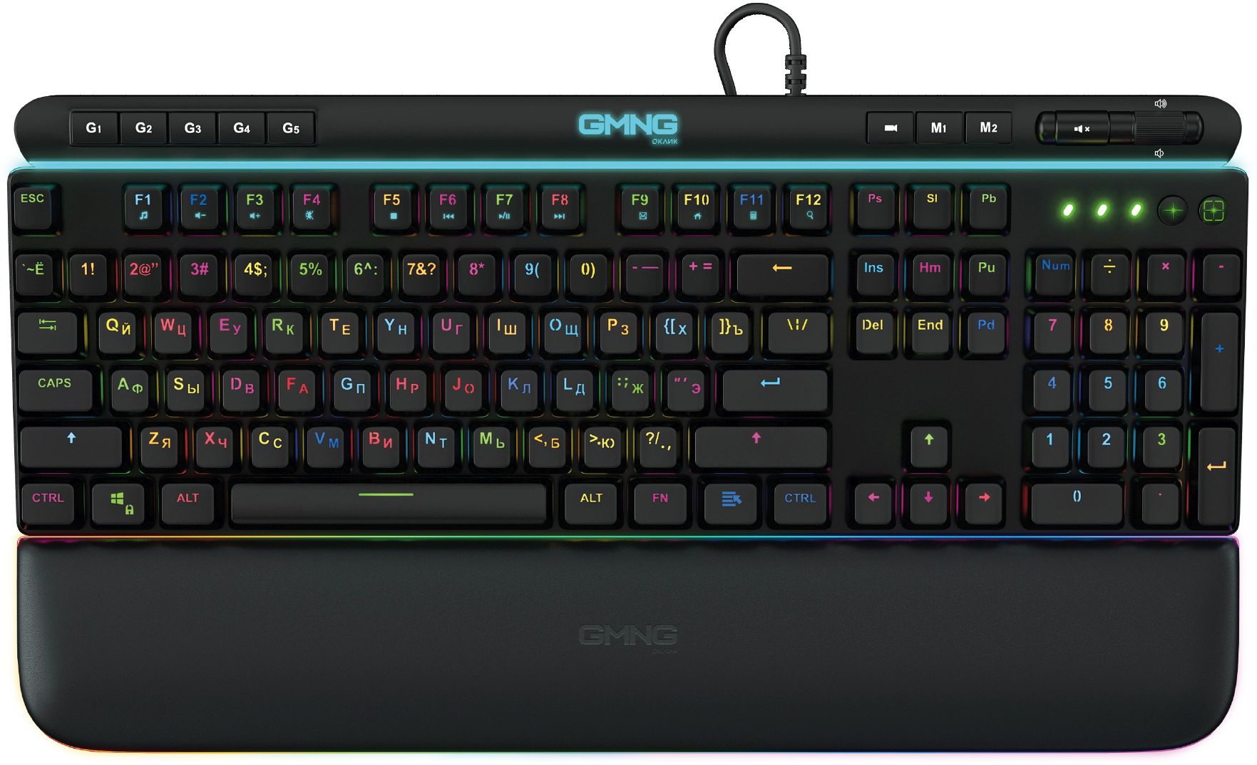 

Клавиатура проводная GMNG 999GK, механическая, подсветка, USB, черный (1091218), GMNG 999GK