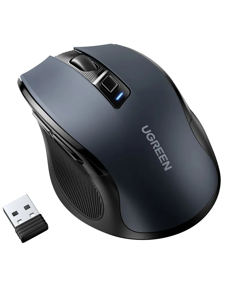 Мышь беспроводная UGREEN MU006 Silence Design, 4000dpi, оптическая светодиодная, USB, черный (15063)