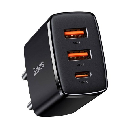 

Сетевое зарядное устройство BASEUS Compact Quick Charger 30Вт, 2xUSB, USB type-C, Quick Charge, PD, 3A, черный (CCXJ-E01), Compact Quick Charger