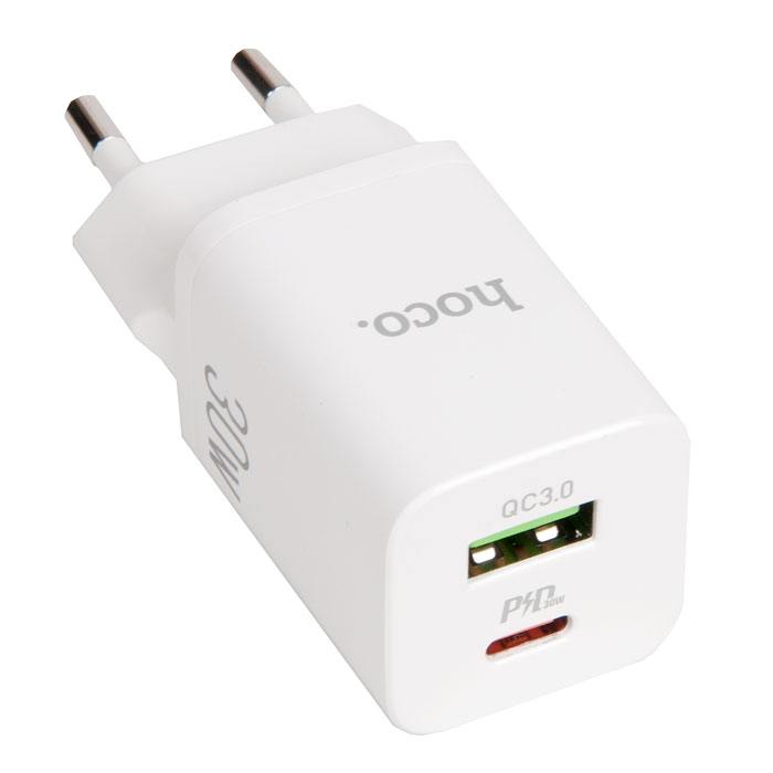 

Сетевое зарядное устройство Hoco N13 Bright 30Вт, USB, USB/USB type-C, Quick Charge, PD, 2.4A, белый (6931474747402), N13 Bright