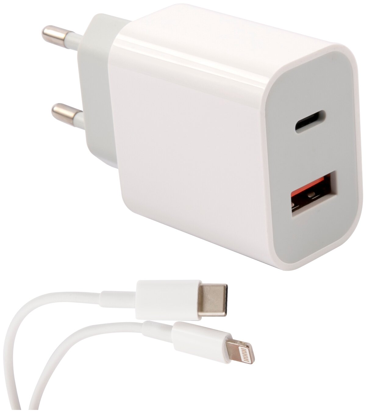 

Сетевое зарядное устройство Red Line NQC-13 20Вт, USB, USB type-C, PD, 2.4A, белый (УТ000024519), Lightning 8pin, NQC-13