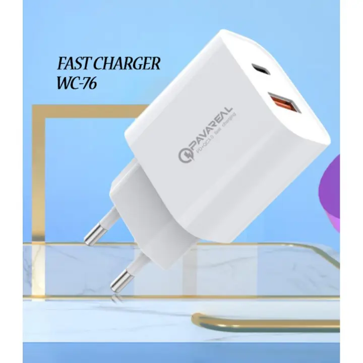 

Сетевое зарядное устройство PAVAREAL WC76 20Вт, USB, USB type-C, Quick Charge, 3A, белый (УТ000033260), WC76