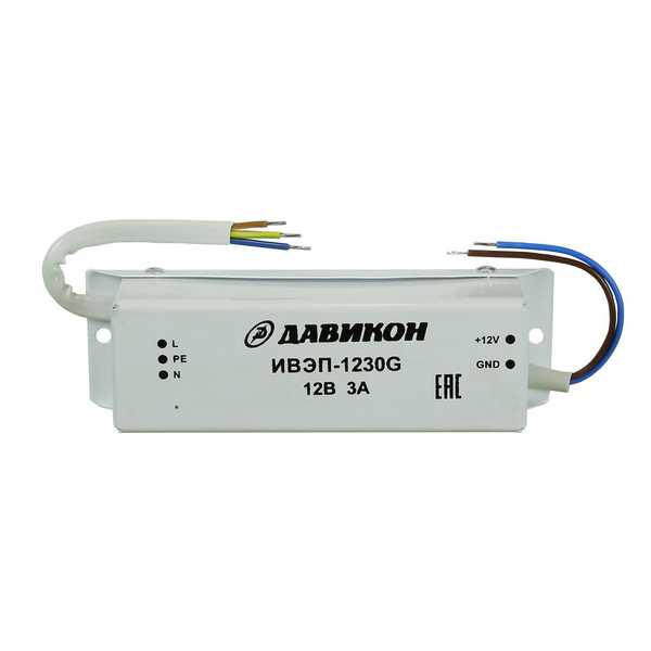 

Блок питания Давикон ИВЭП-1230G, 12В/3А, белый, ИВЭП-1230G
