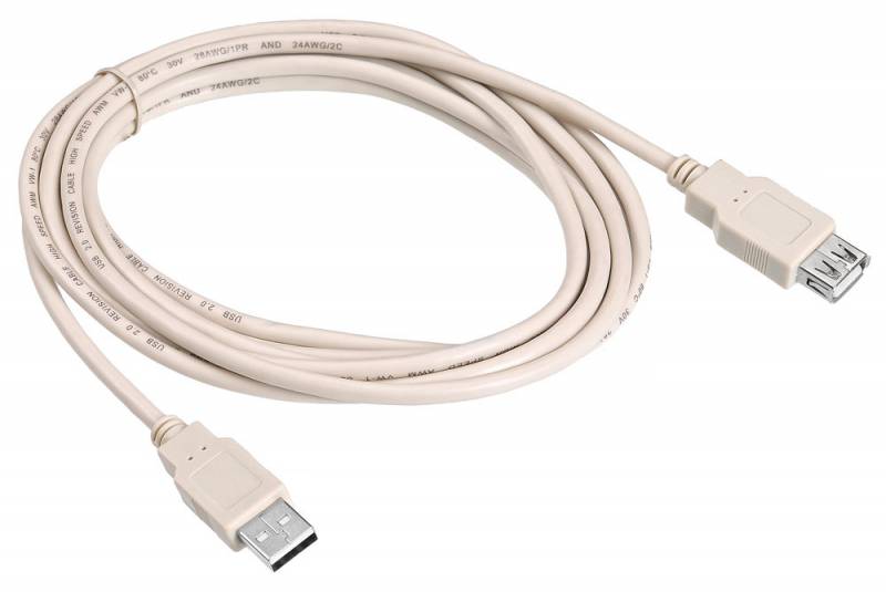 

Кабель-удлинитель USB(Am)-USB(Af), 3 м, белый, Buro (USB 2.0-AM/AF-3)