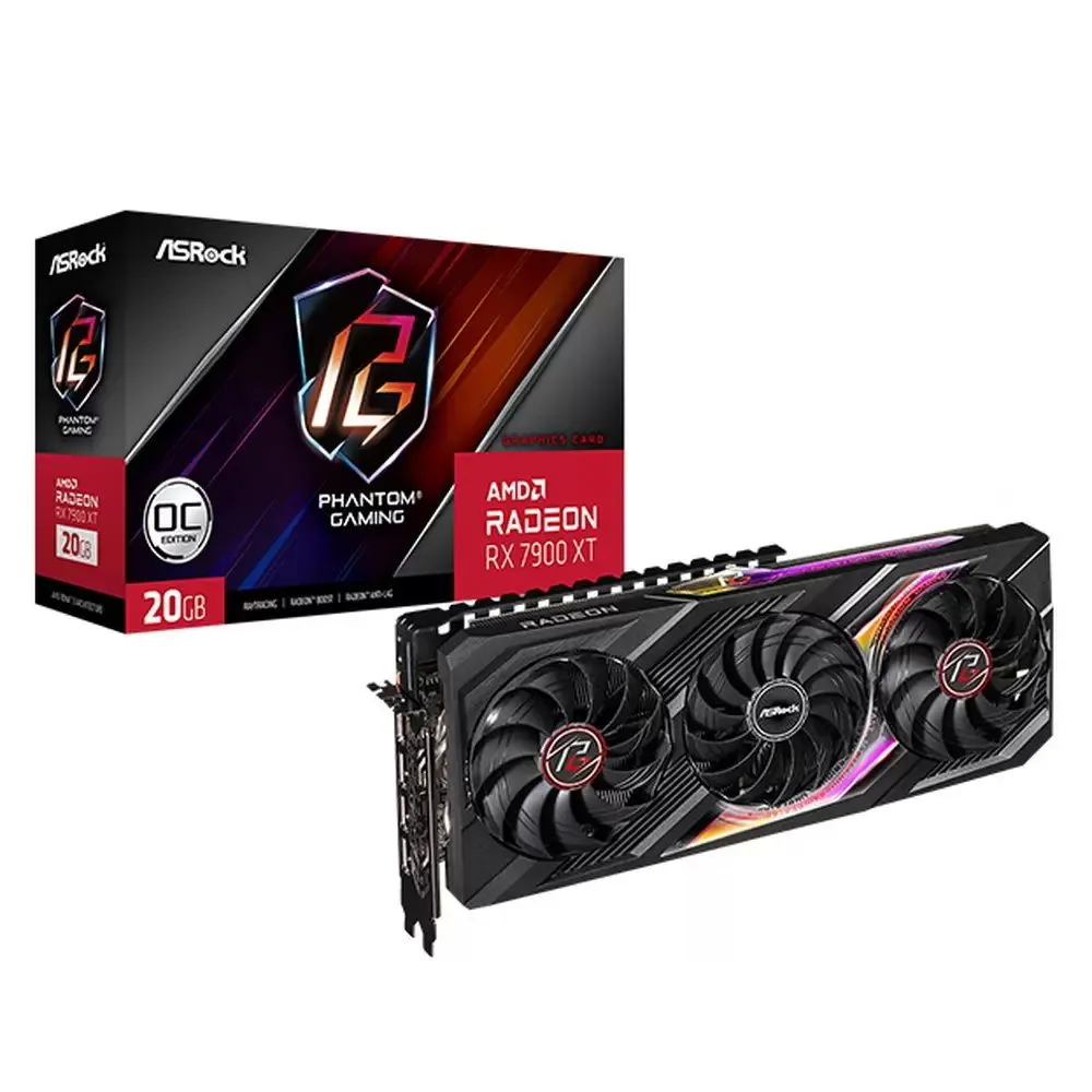 

Видеокарта ASRock AMD Radeon RX 7900 XT Phantom Gaming OC, 20Gb GDDR6, 320 бит, PCI-E, HDMI, 3DP, Retail (RX7900XT PG 20GO), Phantom Gaming OC