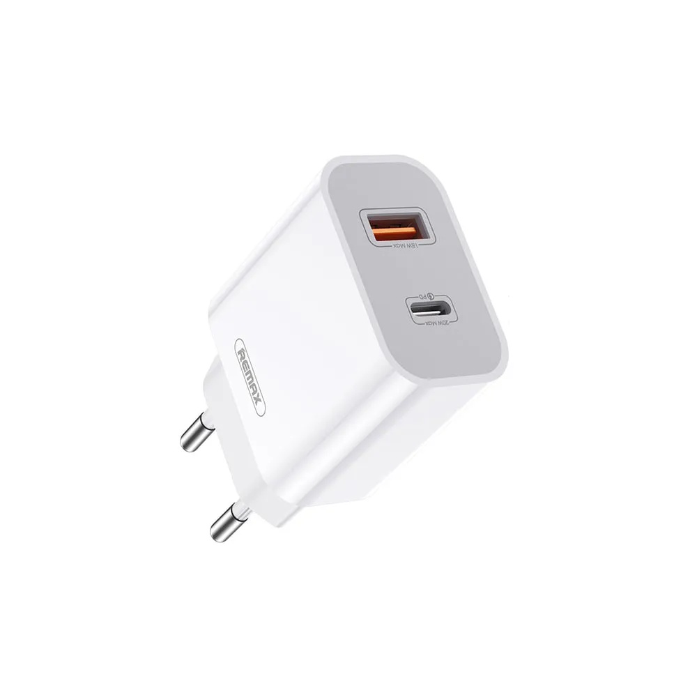 

Сетевое зарядное устройство Remax Surie Series RP-U68 20Вт, USB, USB type-C, Quick Charge, PD, 3A, белый (6954851272151), RP-U68