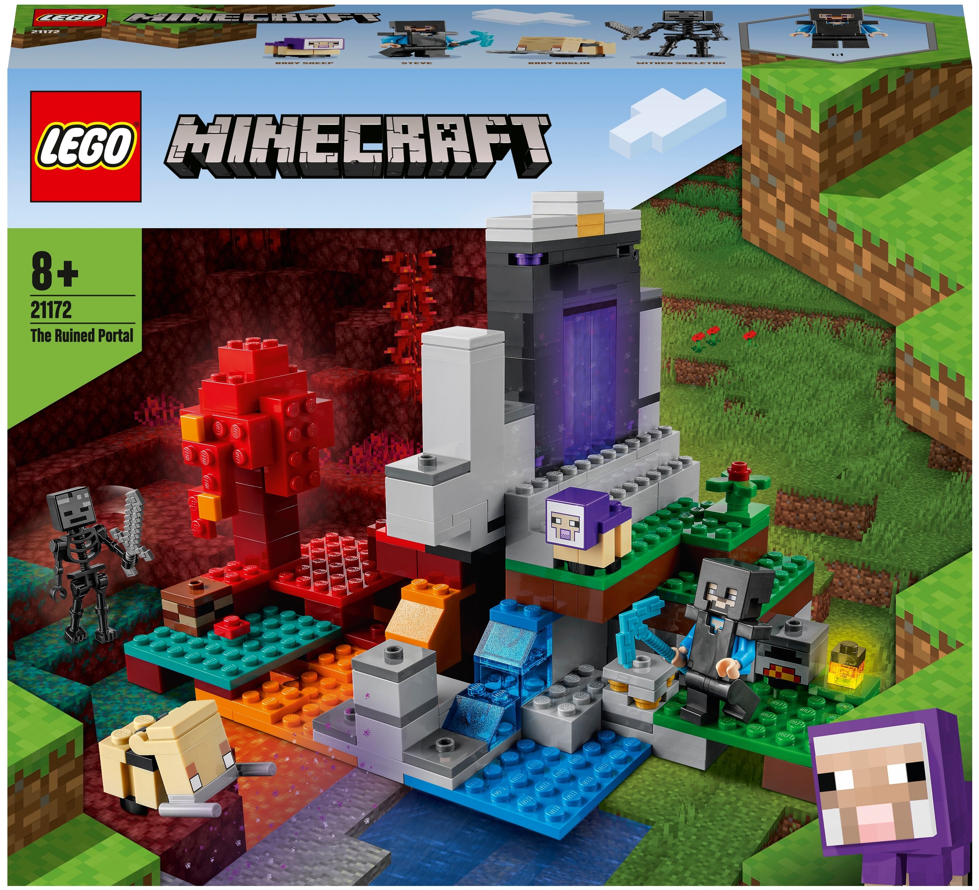 

Конструктор LEGO Minecraft Разрушенный портал Выбор, деталей: 316 (21172), Minecraft Разрушенный портал Выбор