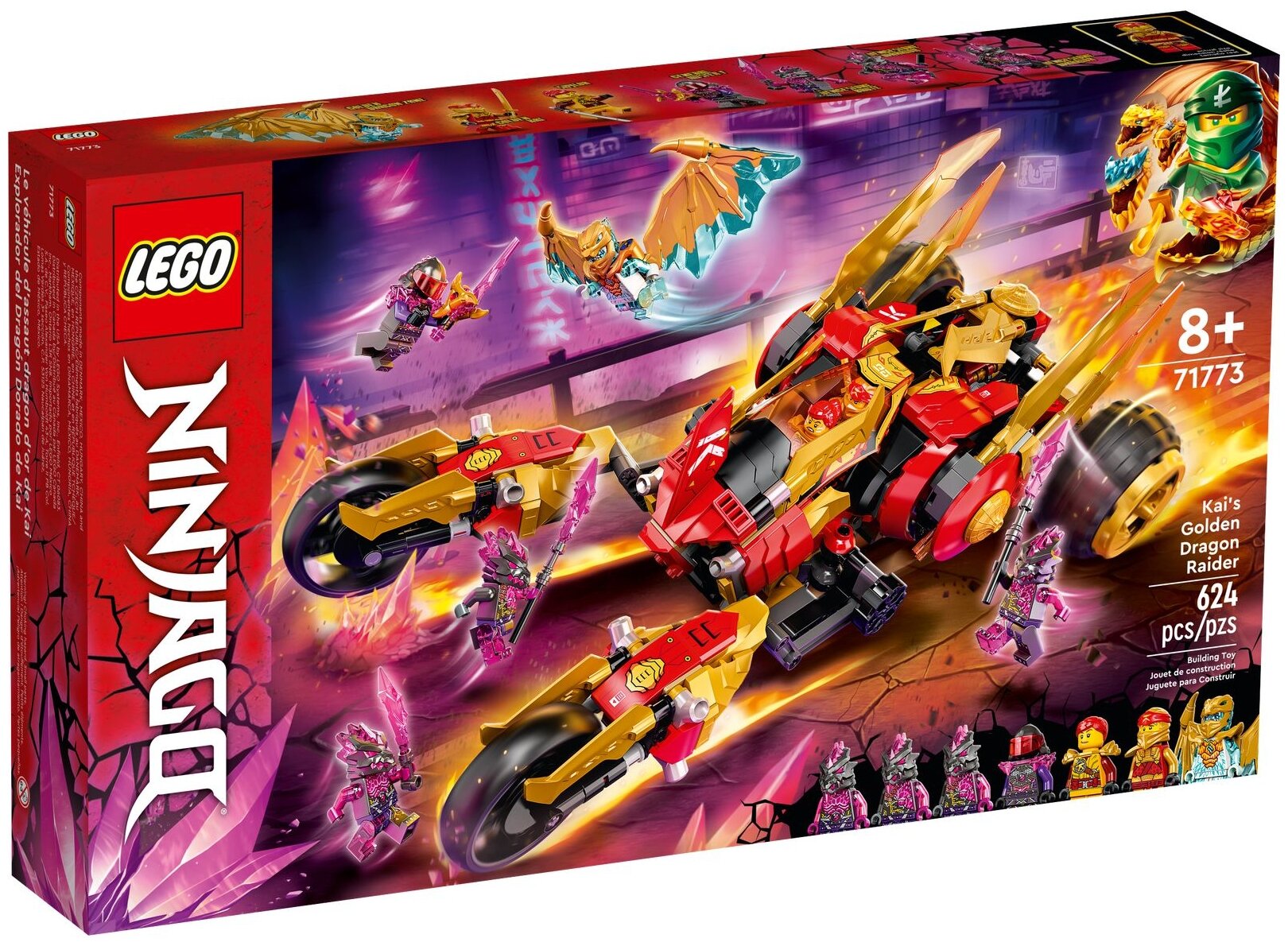 

Конструктор LEGO NINJAGO Налетчик Золотого Дракона Кая, деталей: 624 (71773), NINJAGO Налетчик Золотого Дракона Кая
