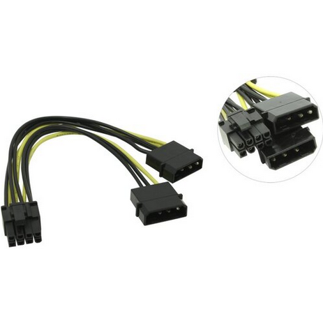 

Кабель-переходник 2xMolex(F)-PCI-E 8-pin(M) Akasa, 1.5 мм, прямой (AK-CBPW20-15)