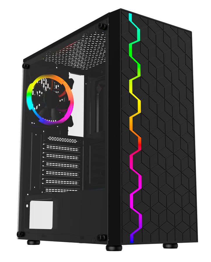 Корпус GMNG OGC-G100, ATX, Midi-Tower, USB 3.0, RGB подсветка, черный, без БП (OGC-G100)