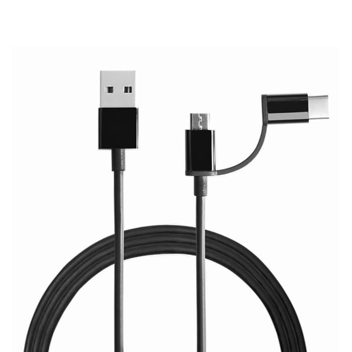 

Кабель USB 2.0(Am)-Micro USB 2.0(Am)+USB 2.0 Type-C(m), быстрая зарядка, 2.4A 1 м, черный Xiaomi (524911)
