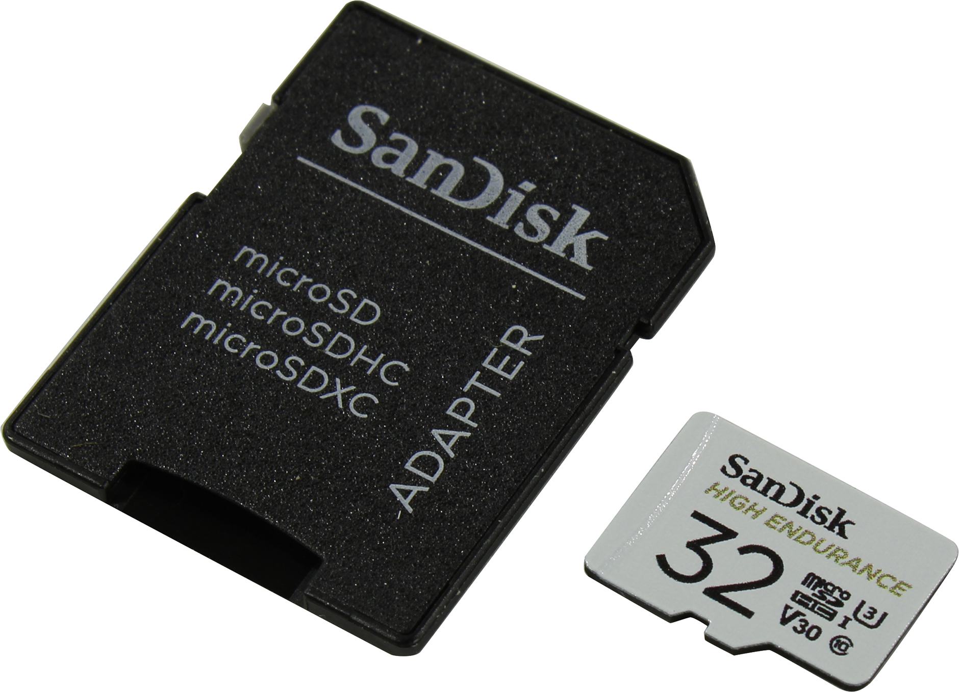 Карта памяти 32Gb microSDHC Sandisk High Endurance Class 10 UHS-I U3 V30 + адаптер (SDSQQNR-032G-GN6IA)