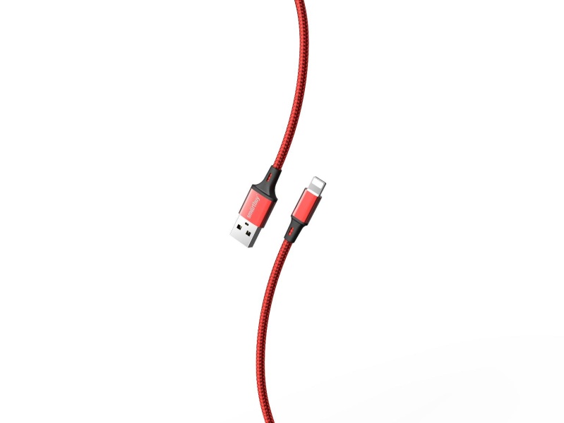 

Кабель USB 2.0(Am)-Lightning 8-pin(m), 3A 1 м, черный/красный Smartbuy S14 (iK-512-S14rb), 0
