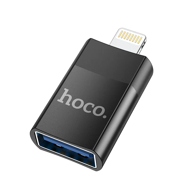 

Переходник (адаптер) Lightning 8-pin-USB, OTG, быстрая зарядка, черный HOCO UA17 (213918), UA17