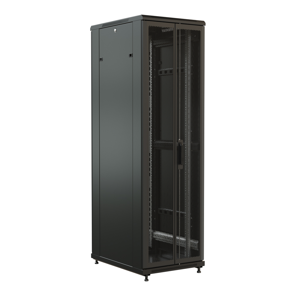 Шкаф серверный напольный 22U 600x800 мм, перфорация/металл, черный, разборный, WRline WR-TT-2268-DD-RAL9004 (WR-TT-2268-DD-RAL9004)