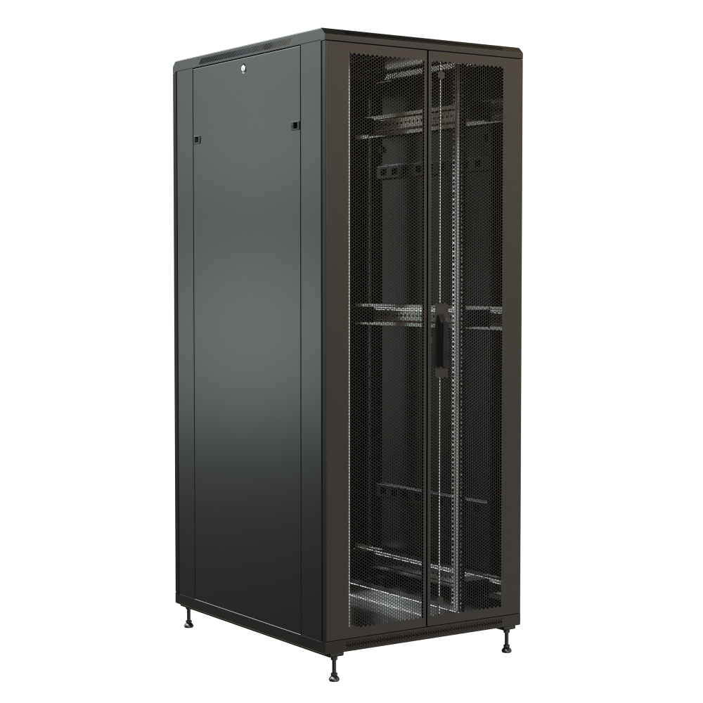 Шкаф серверный напольный 42U 800x800 мм, перфорация/металл, черный, разборный, WRline WR-TT-4288-DD-RAL9004 (WR-TT-4288-DD-RAL9004)