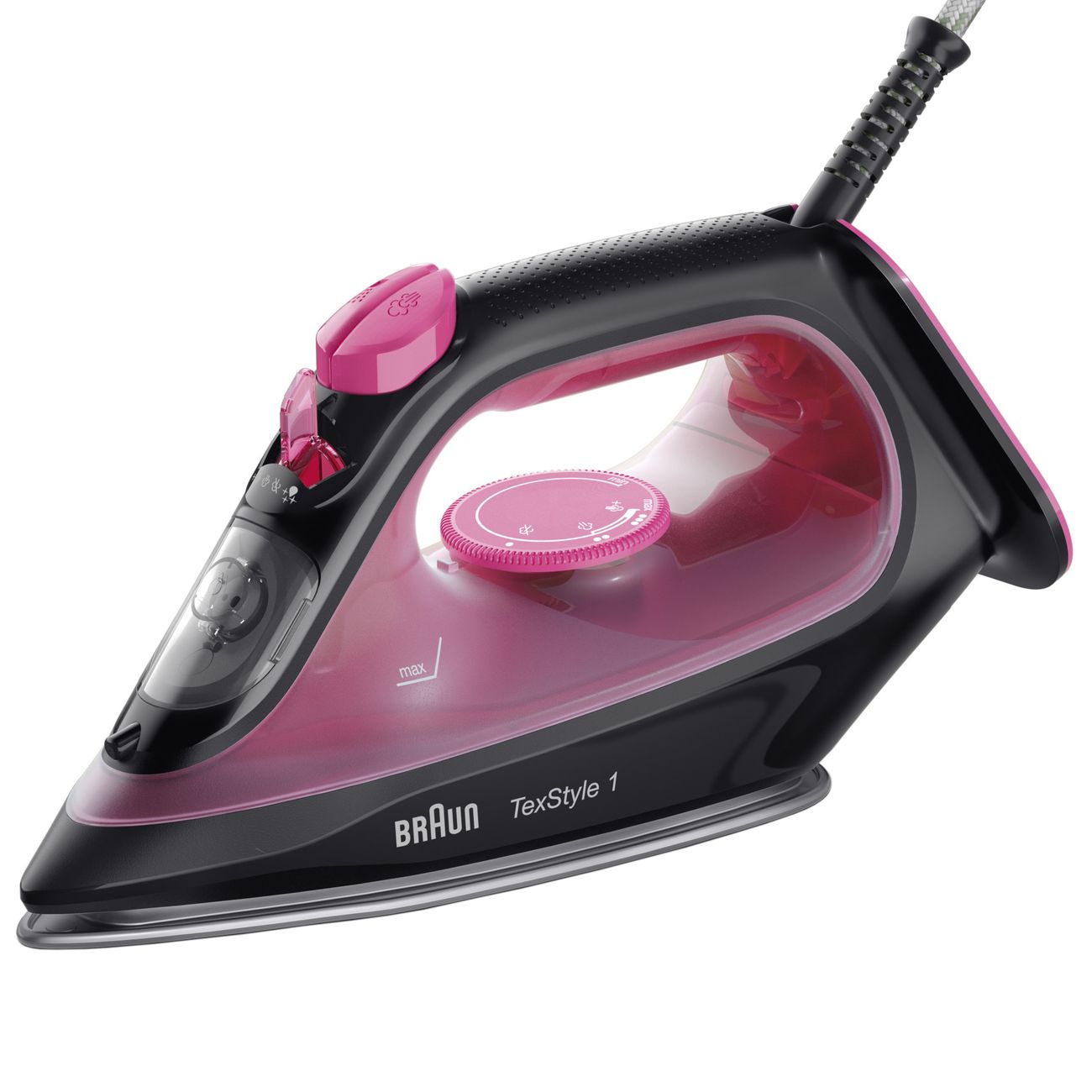 

Утюг Braun SI1070PU 2 кВт, длина шнура 1.9 м, черный/розовый, SI1070PU