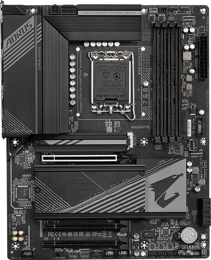 

Материнская плата GIGABYTE B760 AORUS ELITE, Socket1700, Intel B760, 4xDDR5 DIMM, 3PCI-Ex16, 4SATA3, 7.1-ch, 2.5GLAN, 7 USB 3.2, 1 USB Type-C, HDMI, DP, ATX, Retail, B760 AORUS ELITE