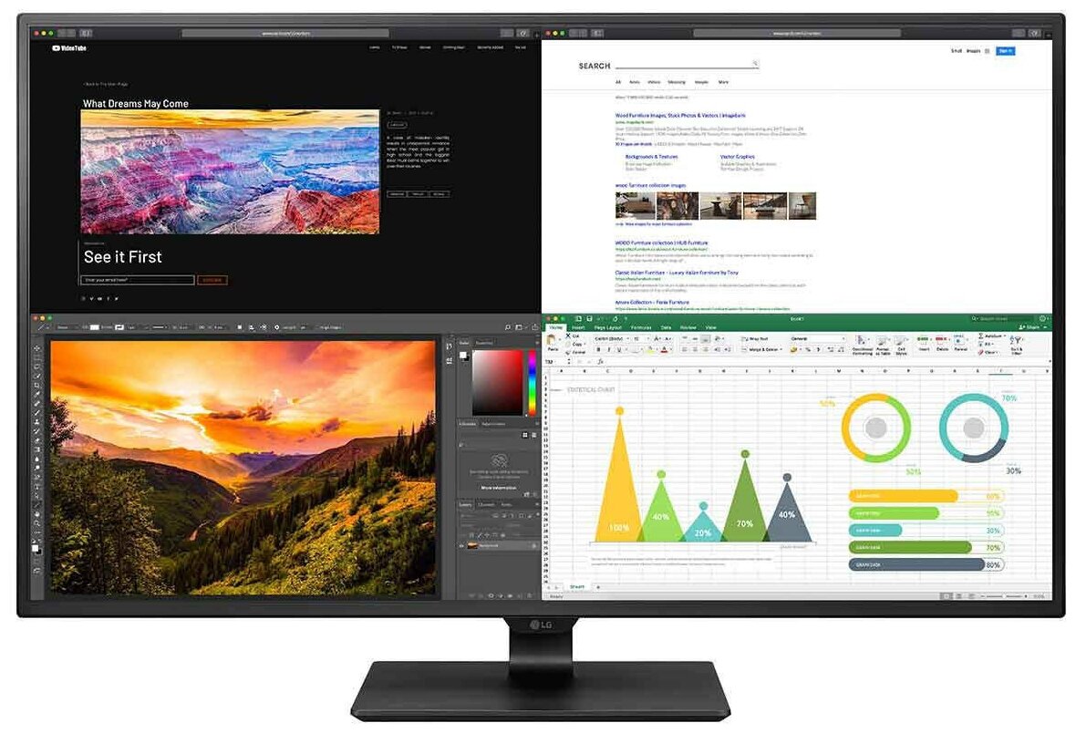 

Монитор 43" LG 43BN70U IPS, 3840x2160 (16:9), 400кд/м2, 8мс, 178°/178°, HDMI, DisplayPort, USB Type-C, USB-Hub, черный, 43BN70U