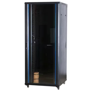 Шкаф телекоммуникационный напольный 27U 600x1000 мм, стекло, черный, разборный (3 места), Wize Pro W27U100R (W27U100R)