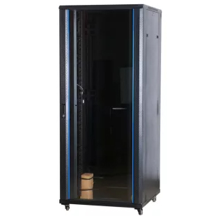 

Шкаф телекоммуникационный напольный 47U 600x1000 мм, стекло/металл, черный, разборный (3 места), Wize Pro W47U100R (W47U100R), W47U100R