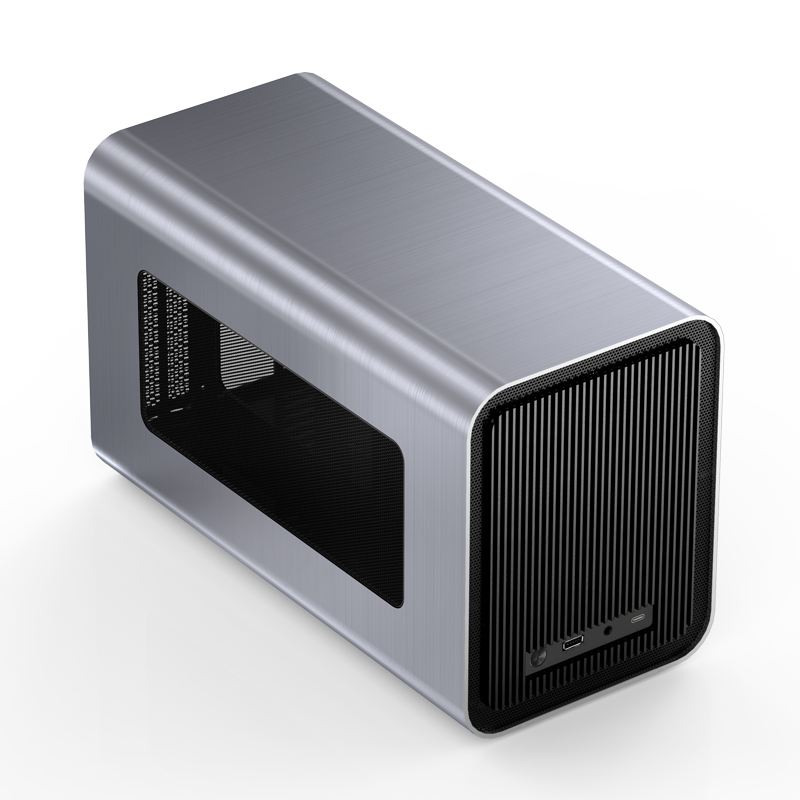 Корпус JONSBO V11, Mini-ITX, Small Tower, USB 3.0, USB Type-C, серебристый, без БП