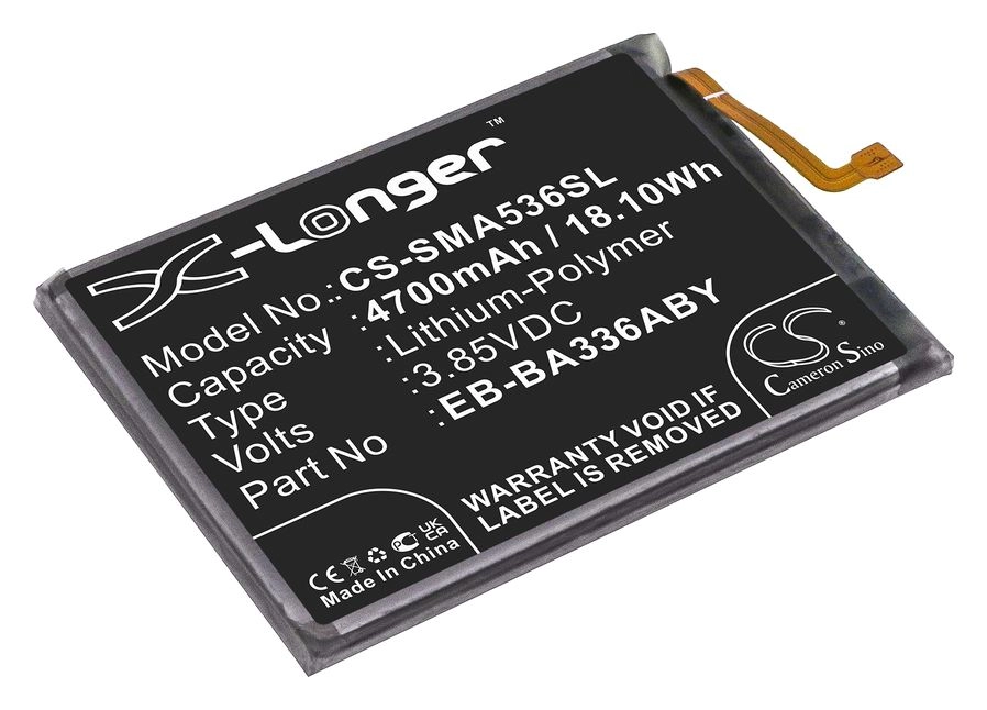 

Аккумулятор CameronSino CS-SMA536SL/EB-BA336ABY для Samsung Galaxy A53 5G (2022), 3.85 В, 4700mAh, CS-SMA536SL