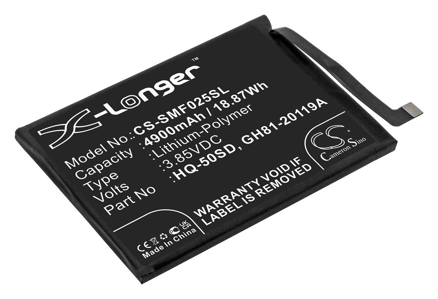 

Аккумулятор CameronSino CS-SMF025SL/HQ-50SD для Samsung Galaxy A02s, A03s, F02s (2021), 3.85 В, 4900mAh, CS-SMF025SL