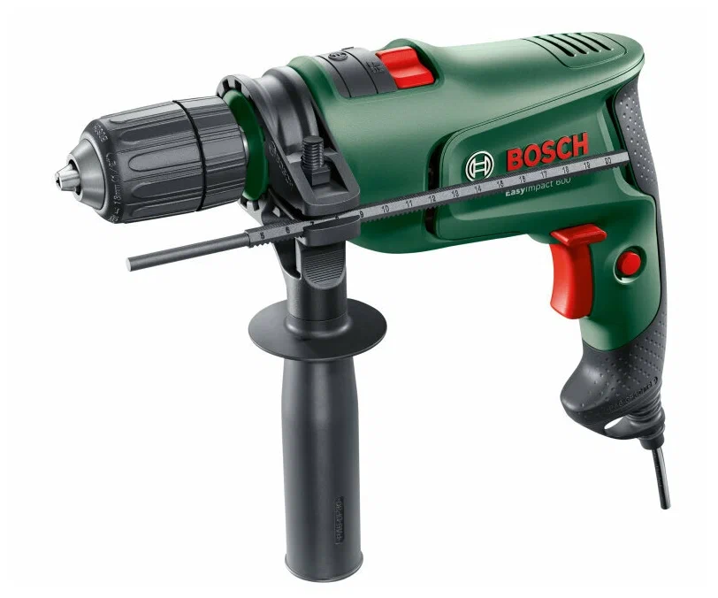 Дрель BOSCH EasyImpact 600, сетевая, 600 Вт, 15 нм, 3000 об/мин, ударная, быстрозажимной патрон, кейс, 1.7 кг (0603133020)