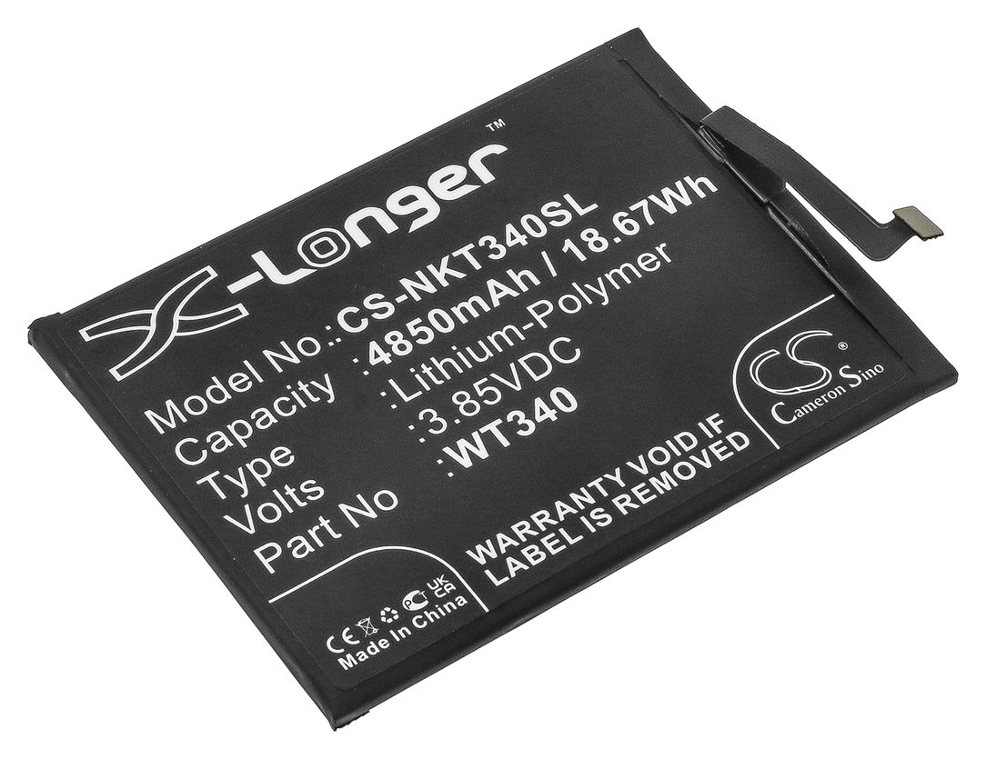 

Аккумулятор CameronSino CS-NKT340SL/WT340 для Nokia CN110, G10, G20, TA-1338, 3.85 В, 4850mAh, CS-NKT340SL