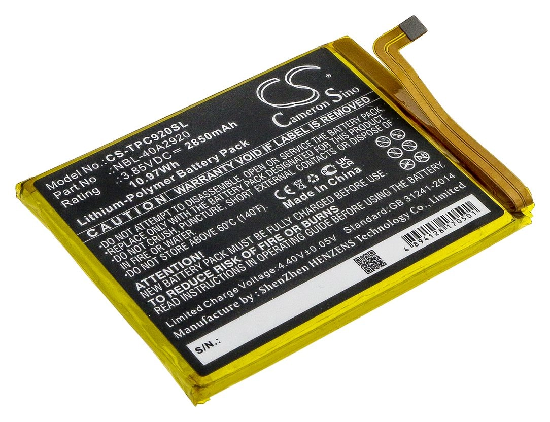 

Аккумулятор CameronSino CS-TPC920SL/NBL-40A2920 для TP-Link Neffos C9A, TP706A, 3.85 В, 2850mAh, CS-TPC920SL