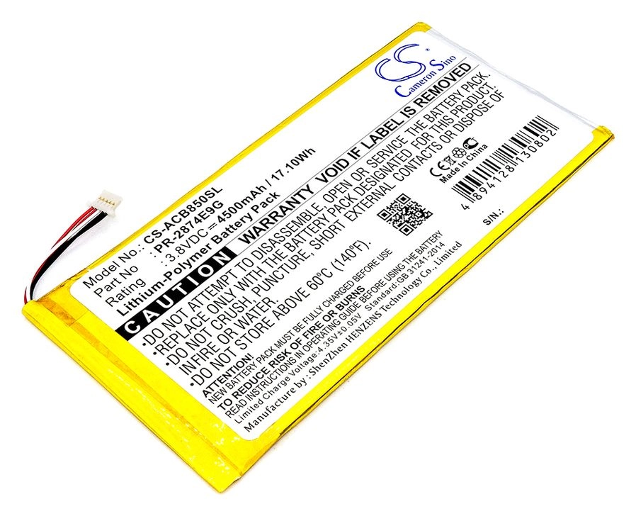 

Аккумулятор CameronSino CS-ACB850SL, 3.8 В, 4500mAh, Li-pol для Acer Iconia One 8 B1-850, CS-ACB850SL