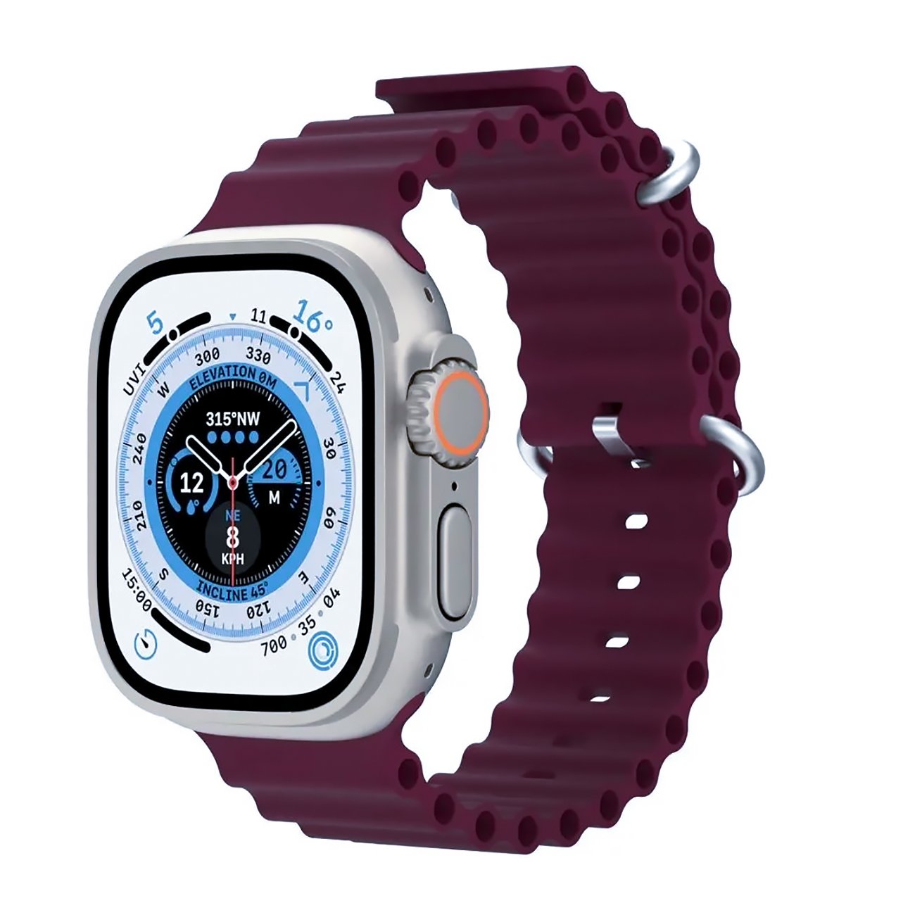 

Ремешок для Apple Watch, 42-49 мм, силиконовый, бордовый (214250), ApW26 Ocean Band