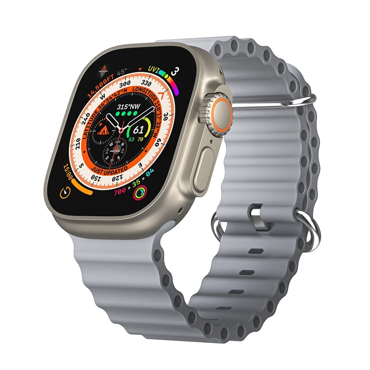 

Ремешок для Apple Watch, 42-49 мм, силиконовый, серый (214253), ApW26 Ocean Band