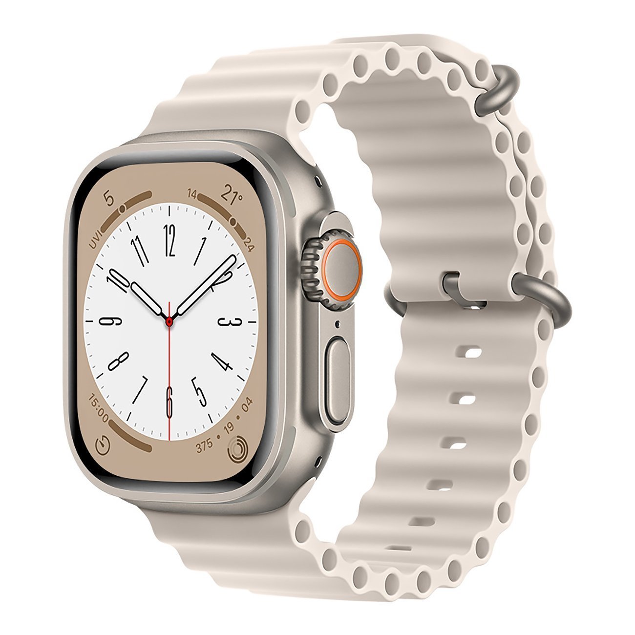 

Ремешок для Apple Watch, 42-49 мм, силиконовый, слоновая кость (214248), ApW26 Ocean Band
