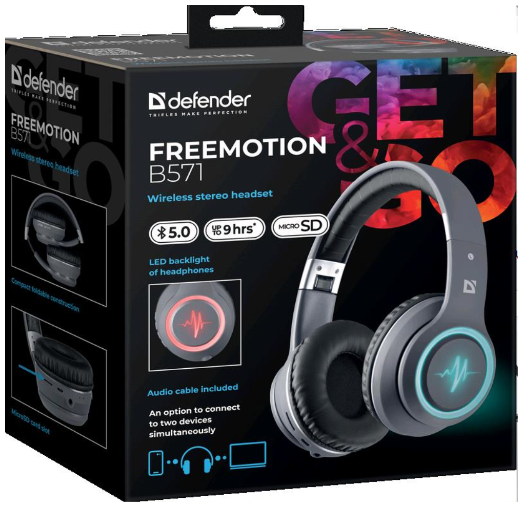 

Беспроводная гарнитура Defender FreeMotion B571, черный (63572), FreeMotion B571