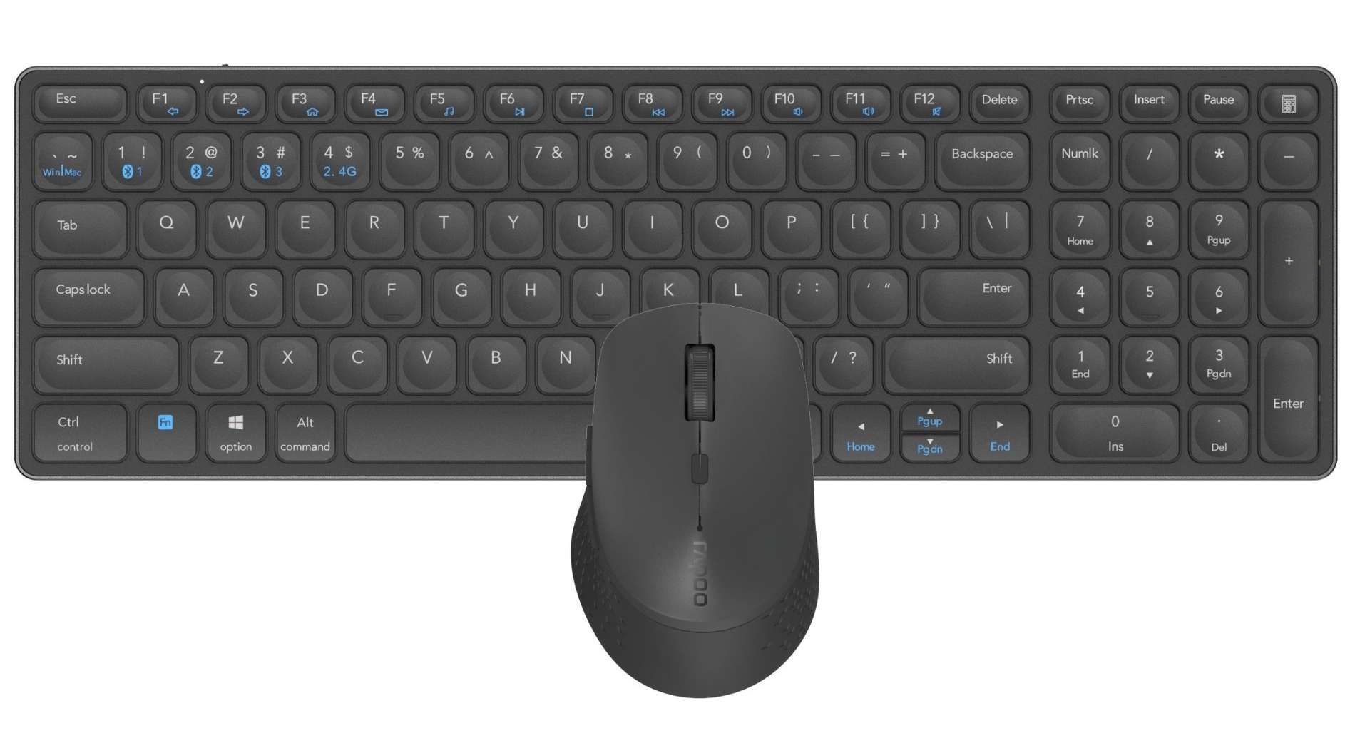 Клавиатура + мышь Rapoo 9700M, беспроводная, Bluetooth / USB, серый (14521)