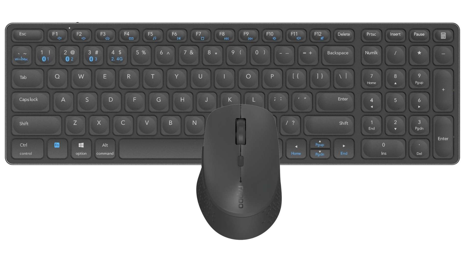 

Клавиатура + мышь Rapoo 9700M, беспроводная, Bluetooth / USB, серый (14521), 9700M