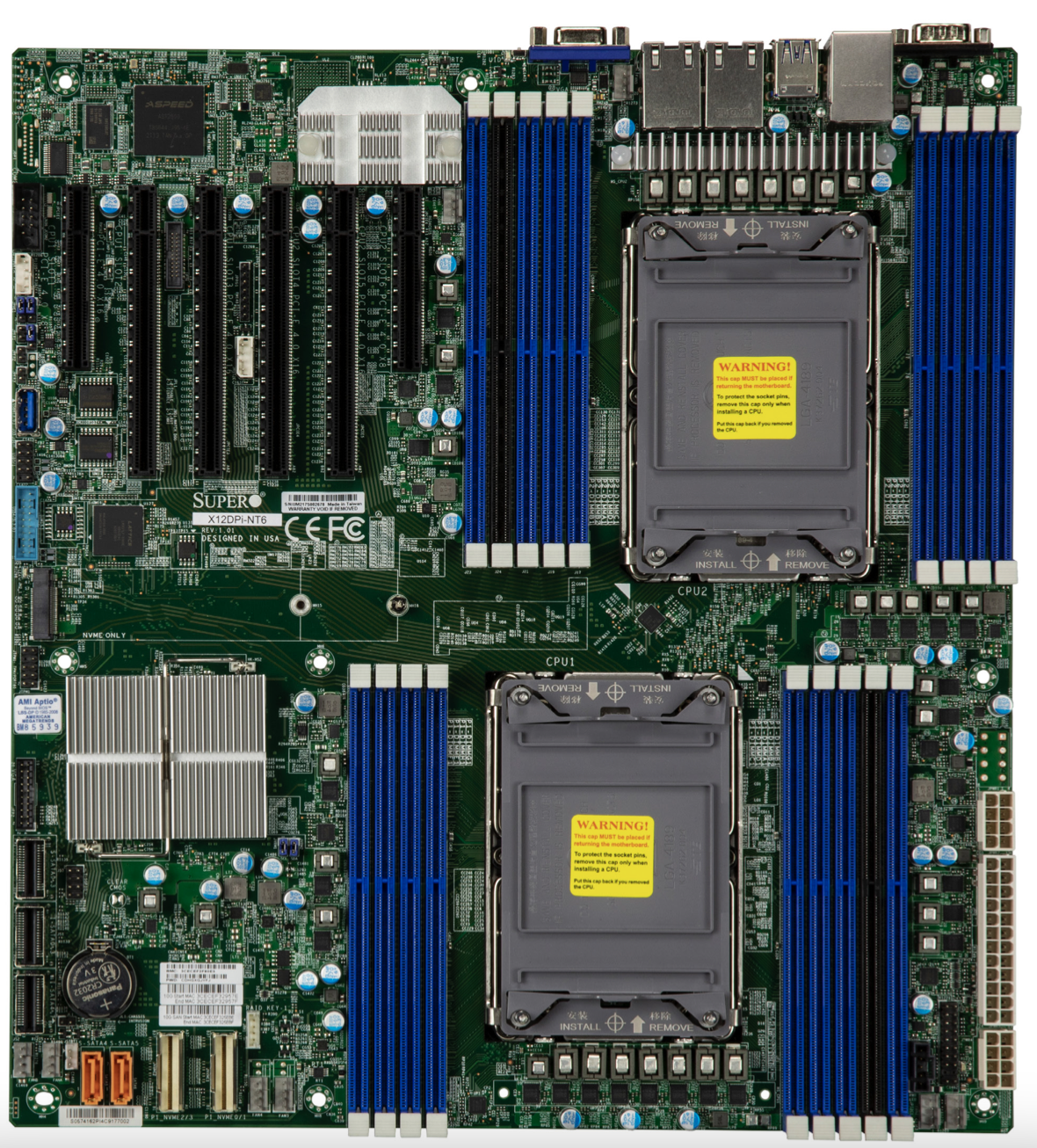 

Материнская плата Supermicro X12DPi-N6, 2xSocket4189, iC621A, 16xDDR4, 4PCI-Ex16, 2PCI-Ex8, 1xM.2-PCI-E, 14SATA3 RAID 0/1/5/10, 2xGLAN, IPMI, 2xUSB 2.0, VGA, E-ATX, Bulk (MBD-X12DPi-N6-B), X12DPi-N6