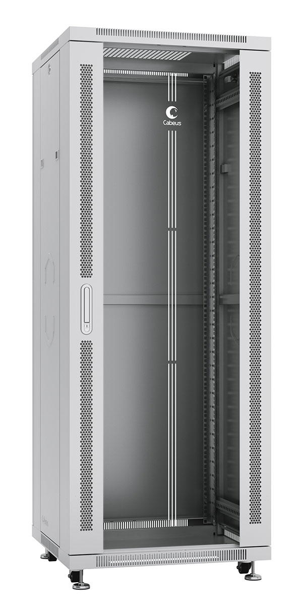 Шкаф телекоммуникационный напольный 32U 600x600 мм, стекло/металл, серый, Cabeus SH-05C-32U60/60 (SH-05C-32U60/60)