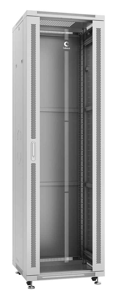 Шкаф телекоммуникационный напольный 42U 600x1000 мм, стекло/металл, серый, Cabeus SH-05C-42U60/100 (SH-05C-42U60/100)