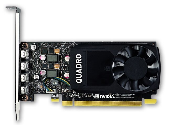 Видеокарта NVIDIA Quadro P1000, 4Gb DDR5, 128bit, PCI-E, 4miniDP, Retail (900-5G178-2550-000) - фото 1